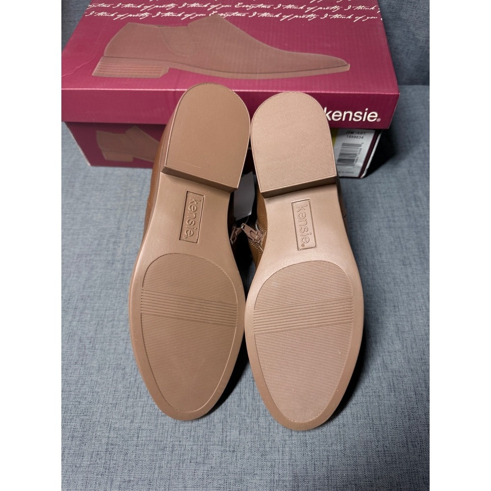 Kensie Sammy‎ Brown Ankle Booties Side Zip Low Block Heel Shoes Womens 6 NEW - Picture 6 of 10